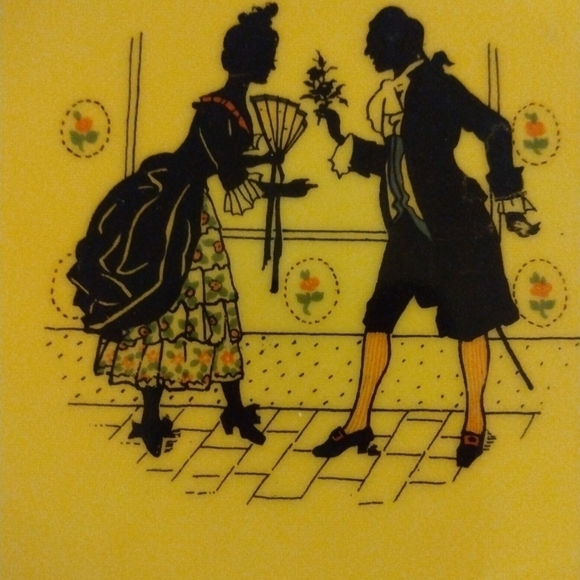 Vintage Porcelain Czechoslovakian Union T Yellow/ Black Colonial Deco Plates 4 - Picture 5 of 10